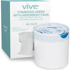 Medical Aids VIVE Commode Liners with Absorbent Pads 48 Pack Portable Toilet Bedside Chair Replacement Bags Disposable Porta Potty Liners for Bariatric Standard Arm 3 in 1 Folding Buckets Leakproof