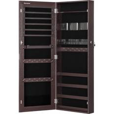 Brown Clothing Storage Songmics Jewelry Cabinet Armoire, Lockable Wardrobe