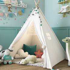 Teepee tent for kids Sumbababy Sumbababy Teepee Tent for Kids with Carry Case, Natural Canvas Teepee Play Tent, Toys for Girls/Boys Indoor & Outdoor Playing White Teepee Tent