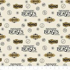 Harry Potter Fabrics Harry Potter Fantastic Beasts Sayings Symbols Cream Fabrics White