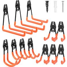 Remiawy Garage Hooks, 12 Pack Heavy Duty Garage Storage Hooks Steel Tool Hangers for Garage Wall Mount Utility Hooks and Hangers with Anti-Slip Coating for Garden Tools, Ladders, Bikes, Bulky Items