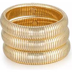 Ettika Golden Hour Flex Snake Chain Stretch Bracelet Set, Pieces Gold