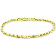 9k Anklets Nuragold 10k Yellow 2mm Rope Chain Diamond Cut Bracelet or Anklet Womens Jewelry Lobster Clasp