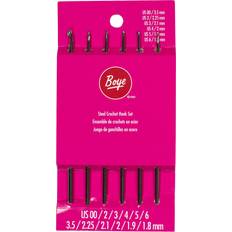 Wrights Boye Steel Crochet Hook Set with Ergonomic Handles, US Sizes 00-6, Silver 6 Piece