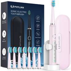 Electric Toothbrushes & Irrigators Phylian Electric Toothbrush for Adults and Girls, Sonic Toothbrush with 8 Brush Heads, Travel Case, Rechargeable Electric Toothbrush 3 Hours Fast Charge for 120 Days H8 Sakura Pink