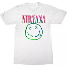 Nirvana Women's Short-Sleeve Neon Smile Boyfriend Graphic T-Shirt White, S