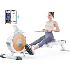 Rowing Machines Merach Rowing Machine with App, 16 Levels of Magnetic Resistance, Exclusive Dual Slide Rail Rower, 350LB Max Weight Rowing Machines for Home Use, Q1S White