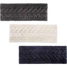 Women Headbands JOVVKO Fleece Lined Winter Cable Knit Headbands for Women Head wrap Ear Warmer Set of 3Black&Beige&Dark Gray Twisted