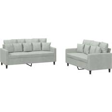 2-sits - Soffgrupper Soffor vidaXL Soffgrupp Med Dynor 2 Delar Ljusgrå Sammet Soffa 2-sits