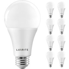 Luxrite A21 LED Bulbs 150 Watt Equivalent, 2550 Lumens, Damp Rated, Dimmable, Energy Star, E26 Base 8 Pack 3000K Warm White