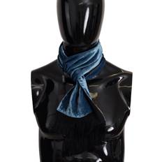 Dolce & Gabbana Scarfs Dolce & Gabbana Blue Velvet Solid Neck Warmer Men's Shawl Scarf