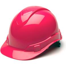 Ergonomic Headgear Pyramex Ridgeline Cap Style Hard Hat, 4-Point Ratchet Suspension, Hi-Vis Pink