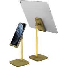 Mobile Device Holders Aduro Elevate Phone & Tablet Holder Stand, Adjustable Height Cell Phone Stand Holder for Desk Compatible with iPhone iPad Galaxy All Phones & Tablets Gold