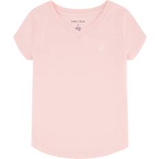 Nautica Girls' Short Sleeve Solid V-Neck T-Shirt, Almond Blossom