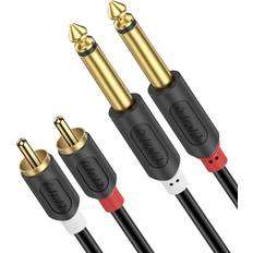 Cables J&D Dual 1/4 inch TS to Dual RCA Stereo Interconnect Cable, Gold TS to 2