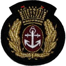 Anchor Gold Olive Branch Crown Marine Sailor Badge DIY Applique Embroidered Sew Iron on Patch AC-002