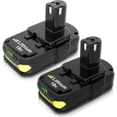 Power Tool Accessories Enermall 2-Pack 3000mAh 18V P102 P108 Li-ion Replacement Battery for Ryobi 18 Volt Battery Lithium-ion Plus Battery Max P102 P108 P103 P105 P107 P109 P104 Compatible with Ryobi 18Volt Power Cordless Tools