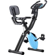 Merax 3-In-1 Folding Exercise Bike, Stationary Bikes for Home with Arm Workout Bands, Indoor Fitness Bike with 10 Levels Magnetic Resistance, Fully Support Back Pad and Phone/Tablet Holder