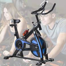 Cardio Machines Dkeli Exercise Bike Recumbent Cycle Bike Trainer Indoor Cycling Bike Stationary with LCD Display and Bottle Holder Static Spin Exercise & Fitness Equipment for Home Office Cardio Workout Bike Training Blue