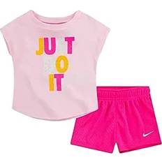 Other Sets Nike JDI T-Shirt and Mesh Shorts Set Baby Girls Active Shirts & Tees 12M, Color: Pink/Yellow/Pink