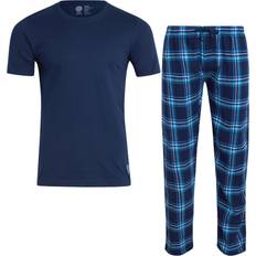 Sleepwear Vince Camuto Men's Pajama Set Short Sleeve T-Shirt and Fleece Lounge Pants Pajamas for Men S-XL Small, Navy/Navy Plaid