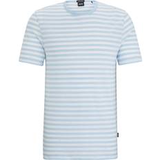 Herre - Hør T-shirts BOSS Horizontal-stripe T-shirt in cotton and linen