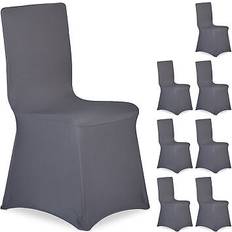 Möbelbezüge Relaxdays Stuhlhussen, universeller Stretch Bankettstuhl Sitzbezug Grau