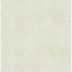 Seabrook Designs Caspien Decorative Ogee Unpasted Wallpaper Metallic Pearl & Taupe