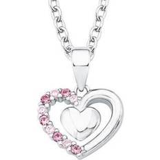 Rosa Smyckesset Prinzessin Lillifee Princess Lillifee Kette mit Anhänger 925 Sterling Silber Mädchen Kinder Halsschmuck, mit Zirkonia synth. cm, Silber, Herz, Kommt in Schmuck Geschenk Box, 2017951