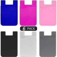 Wallet Cases Ziediop Phone Card Holder Silicone with 3M Adhesive Stick-on Cell Phone Wallet Slim Id Credit Card Holder Pouch Sleeve Pocket Compatible with iPhone Samsung Galaxy Android Smartphones Multi Colors 6 Pack