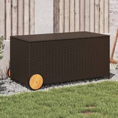 Hyndebox i brun vidaXL Opbevaringsboks Med Hjul 190 L Polyrattan Brun