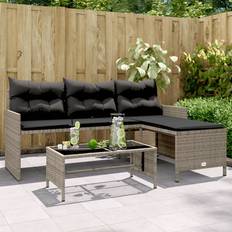 VidaXL Outdoor Lounge Sets vidaXL Garden Sofa with Table and Cushions Grey Poly Rattan Outdoor Lounge Set
