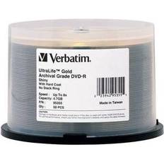 Optical Storage Verbatim DVD-R UltraLife Gold Archival Grade 4.7GB Recordable Disc Spindle Pack of 95355