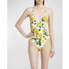 Dolce & Gabbana Yellow Rose Printed One Piece Swimsuit