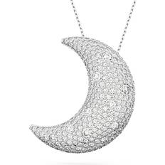 Swarovski Luna pendant, Moon, White, Rhodium plated