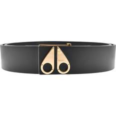 Moose Knuckles Mens Gold Logo Icon Belt Black