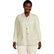 Lands' End Blazers Lands' End Plus Fine Gauge Blazer Sweater Ivory