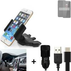 K-S-Trade Handyhalterung cd schlitz handy-halter für volla phone 22 ladekabel kfz auto Schwarz Auto KFZ PKW