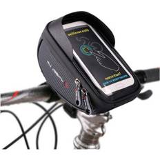 Chronus Bike Handlebar Bag Waterproof Bike Phone Holder Bicycle Frame Touchscreen Phone Pouch for Smartphone Below inchBlack