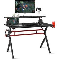 Costway Gaming Computer Desk w/ Monitor Shelf & Storage for Controller Headphone Speaker