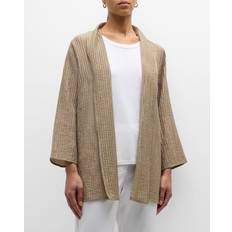 Tencel - Women Jackets Eileen Fisher Shawl-Collar Crinkled Open-Front Jacket