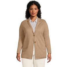 Blazers Lands' End Plus Fine Gauge Blazer Sweater Vicuna heather