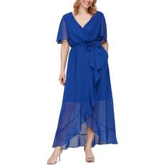 SL Fashions Ruffled Wrap Dress Royal