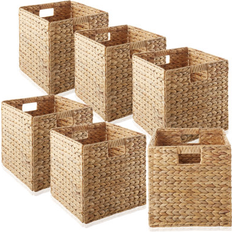 Brown Baskets Casafield 10.5"" 10.5"" Water Hyacinth Storage Natural Basket 12"