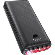 Jiga powerbank 30000 mah externer akku ladegerät 3 ausgänge usb c android iphone Schwarz 7,5 cm