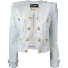 Balmain Blazers Balmain Cropped Stretch Cotton Denim Blazer