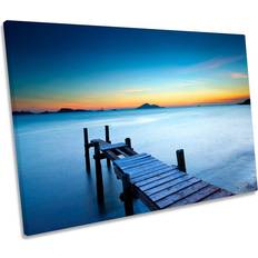 Highland Dunes Sunset Jetty Pier Seascape Lake Blue Wall Decor 45.7x30.5cm