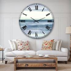 Clocks Design Art Mint Indigo Dawn I Farmhouse Wall Clock