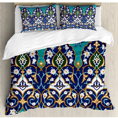 Textiles Ambesonne Moroccan Ottoman Folkloric Duvet Cover Blue