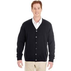 6XL - Men Cardigans Harriton Men's Pilbloc V-Neck Button Cardigan Sweater BLACK